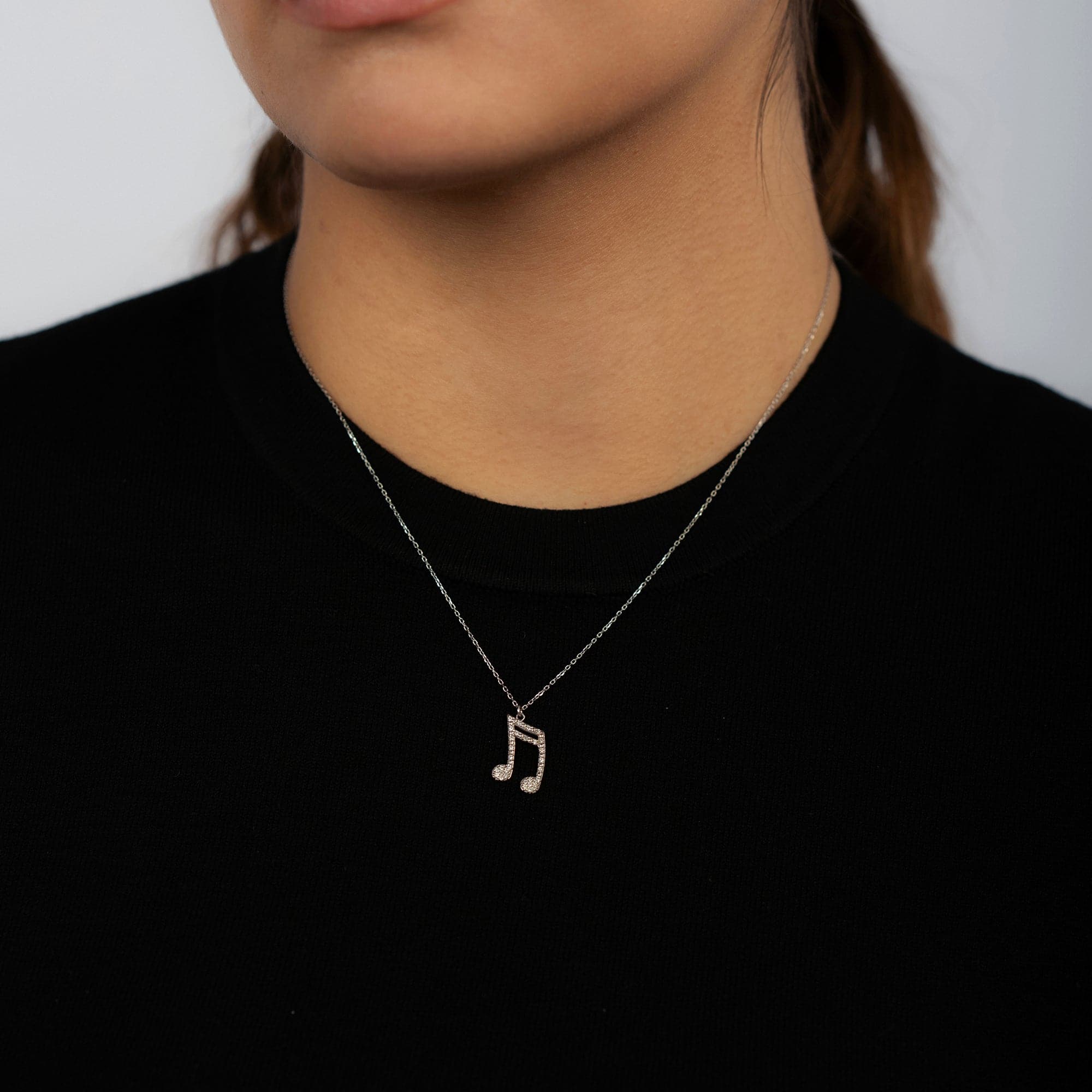 Diamond Music Note Necklace in 14K Solid Gold