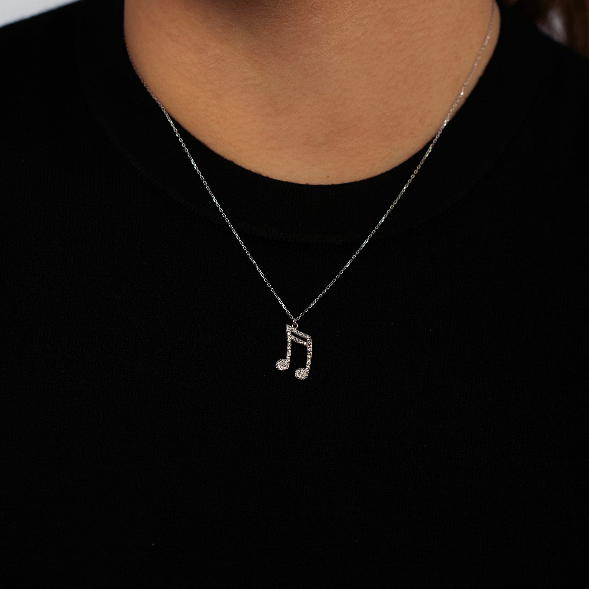 Diamond Music Note Necklace in 14K Solid Gold
