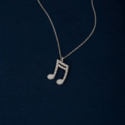 Collier note de musique en diamants en or 14 carats