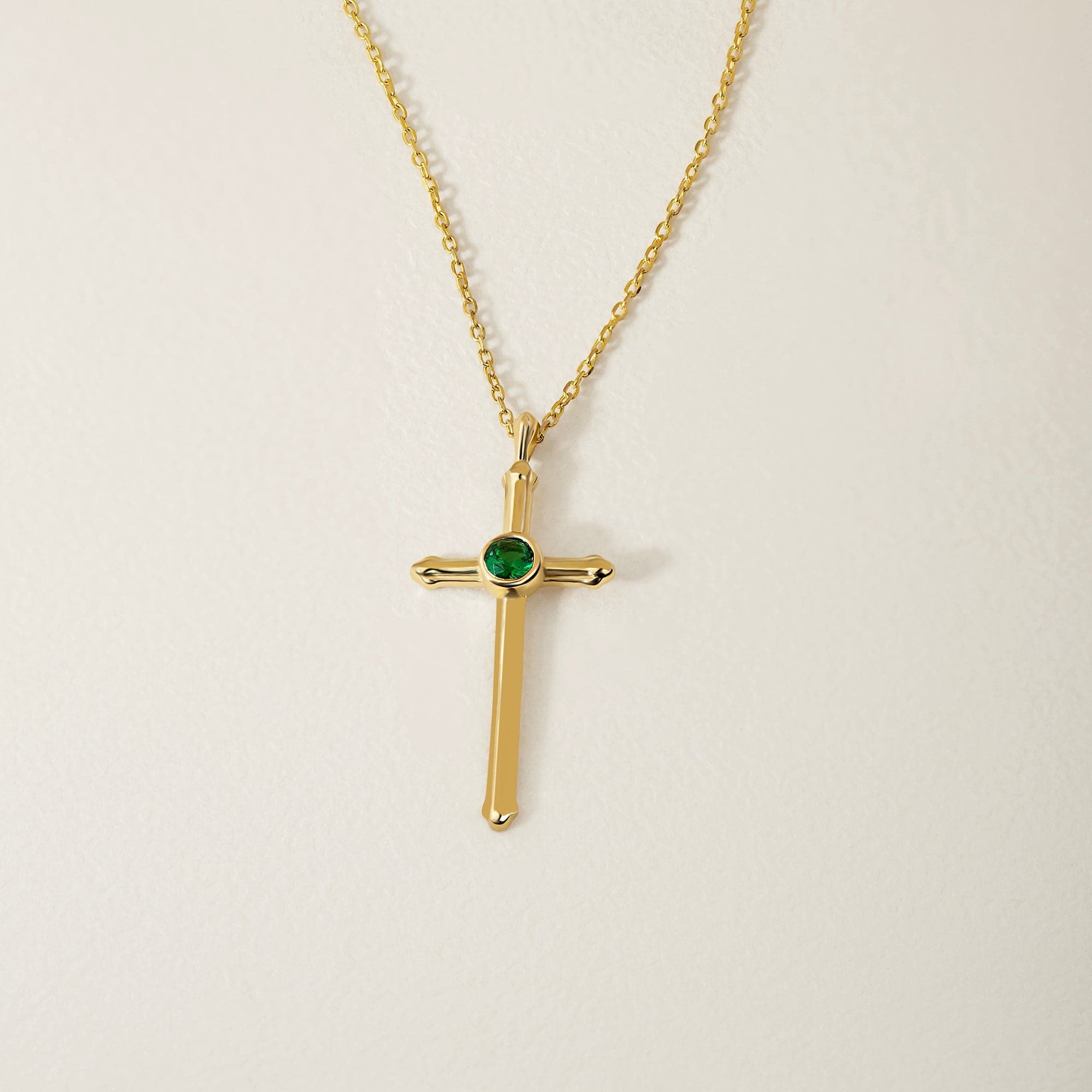 April Gelin Birthstone Cross Necklace in 14K Gold – Gelin Diamond