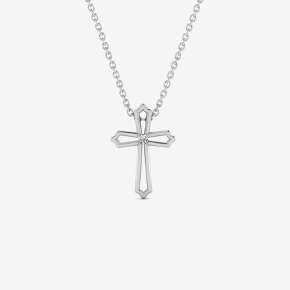 Diamond Open Cross Necklace in 14K Solid Gold