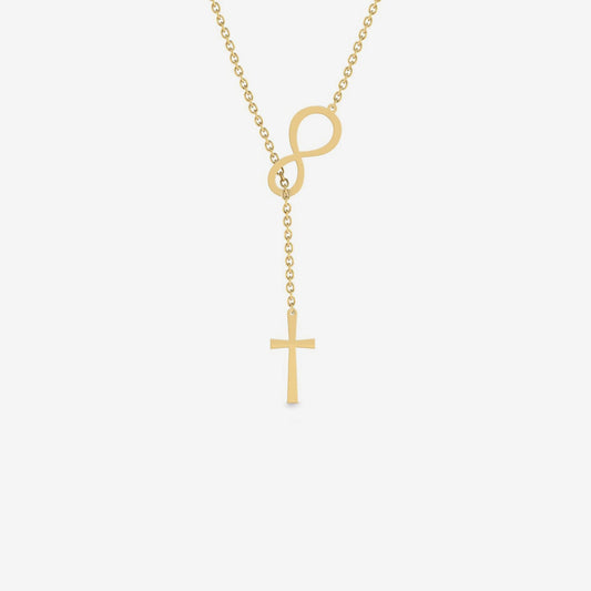 Collier croix infinie en or 14 carats