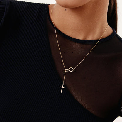 Infinity Cross Necklace in 14K Solid Gold