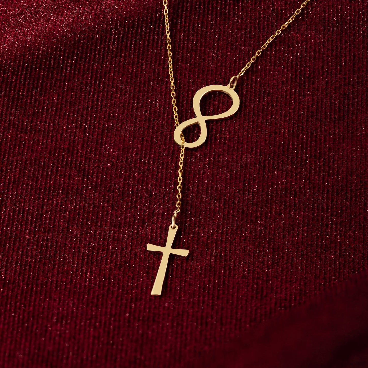 Infinity Cross Necklace in 14K Solid Gold