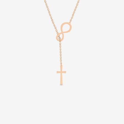 Infinity Cross Necklace in 14K Solid Gold