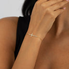 Diamond Pave Horizontal Cross Bracelet
