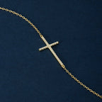 Diamond Pave Horizontal Cross Bracelet