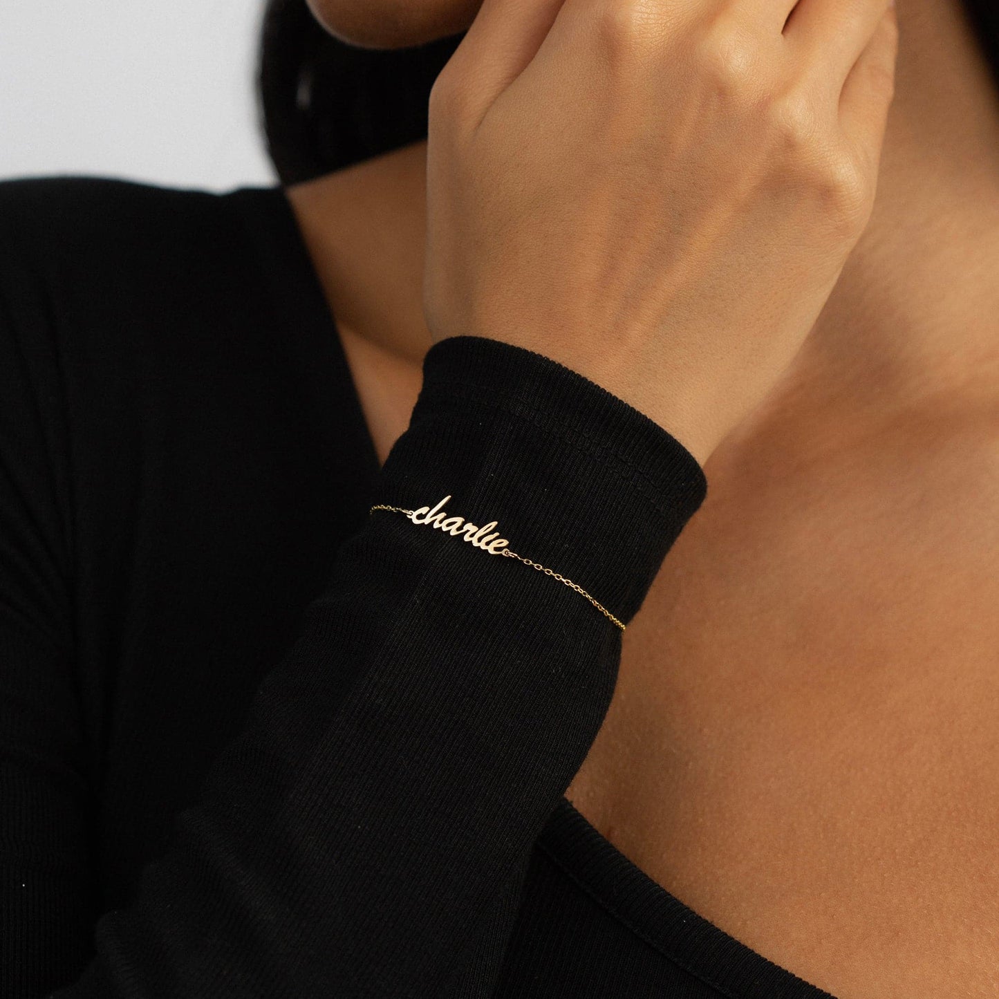 Cursive Name Bracelet in 14K Solid Gold