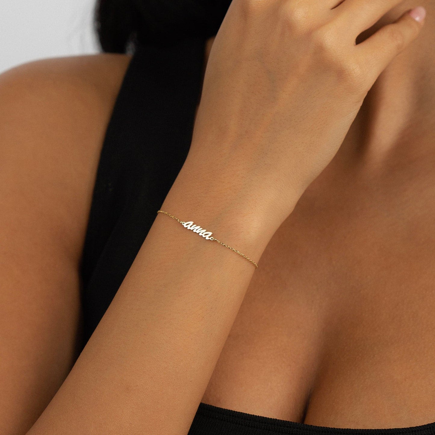 Cursive Name Bracelet in 14K Solid Gold