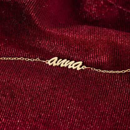 Cursive Name Bracelet in 14K Solid Gold