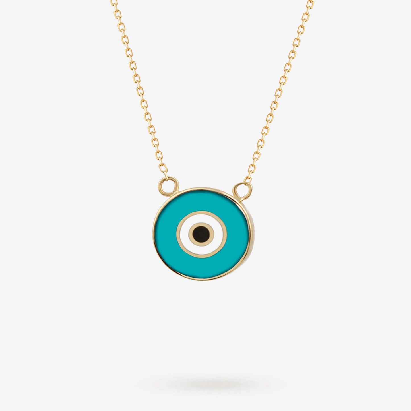 Collier pendentif mauvais œil en turquoise et or 14 carats