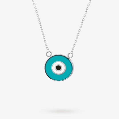 Collier pendentif mauvais œil en turquoise et or 14 carats