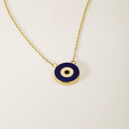 Dark Blue Evil Eye Pendant Necklace in 14K Solid Gold