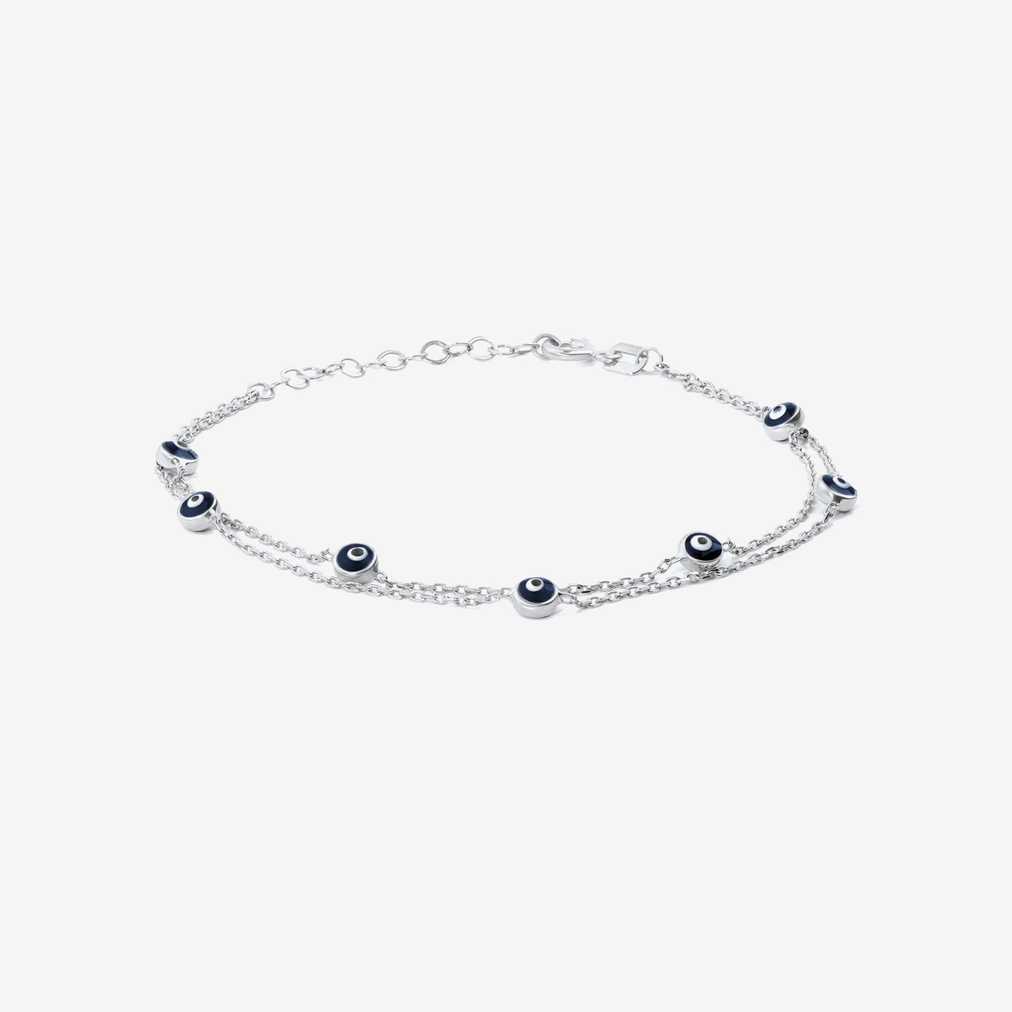 Double Strand Evil Eye Station Bracelet