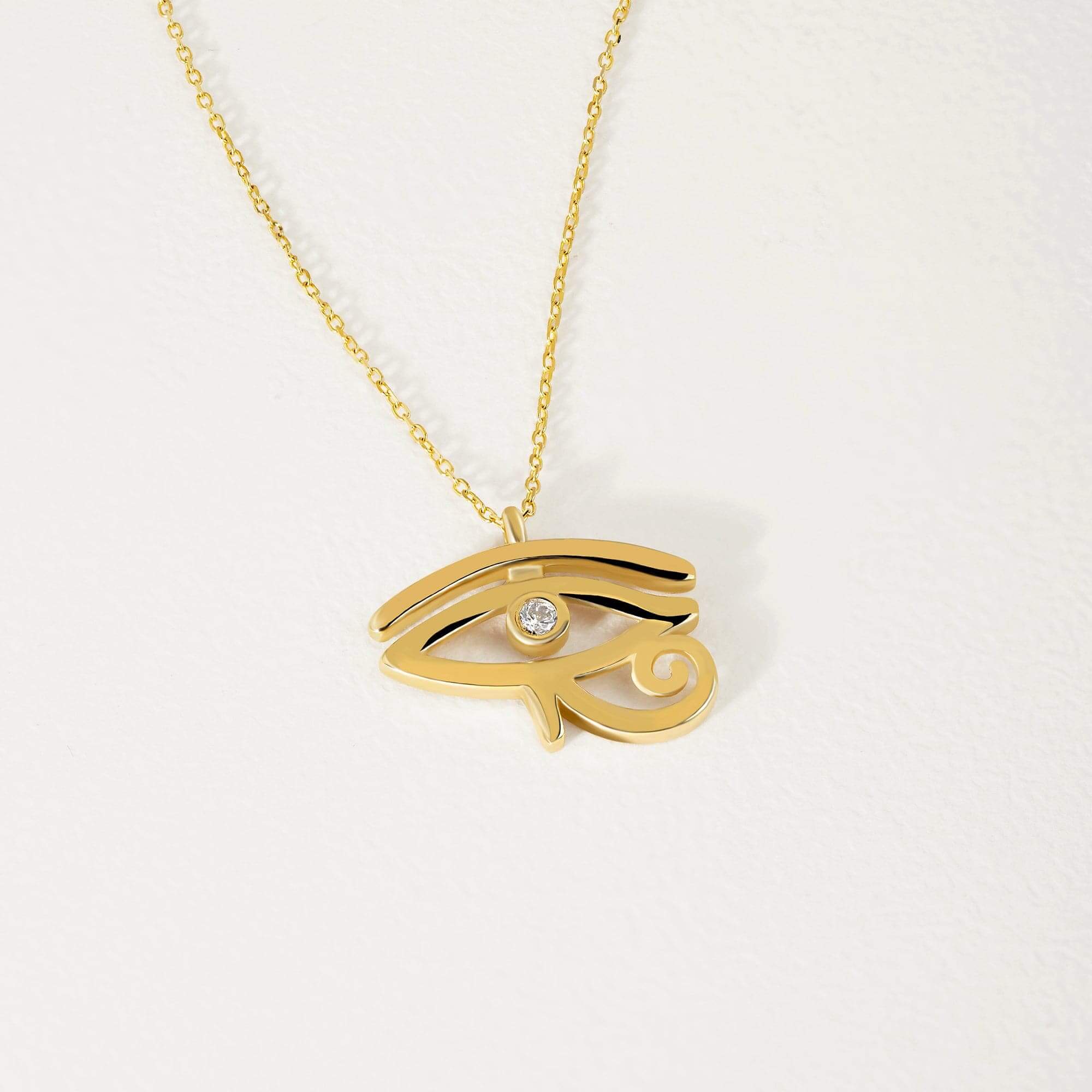 10k Yellow Gold Eye Of Horus Pendant – Egyptian Protection Charm, Fine Jewelry (1g, 0.55"x0.73")