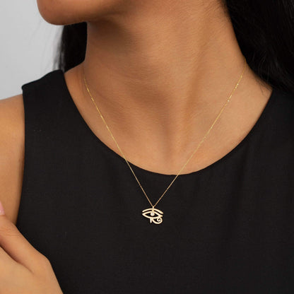 Collier œil d'Horus en or 14 carats avec CZ