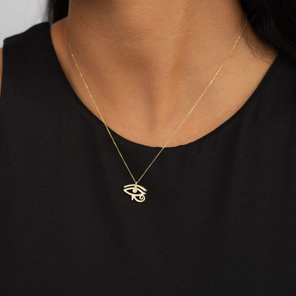 Collier œil d'Horus en or 14 carats avec CZ