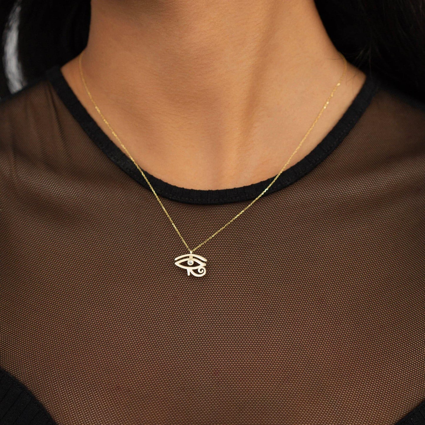 Eye of Horus Necklace in 14K Solid Gold