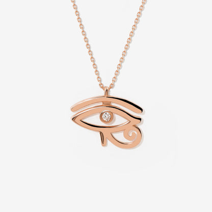 Collier œil d'Horus en or 14 carats avec CZ