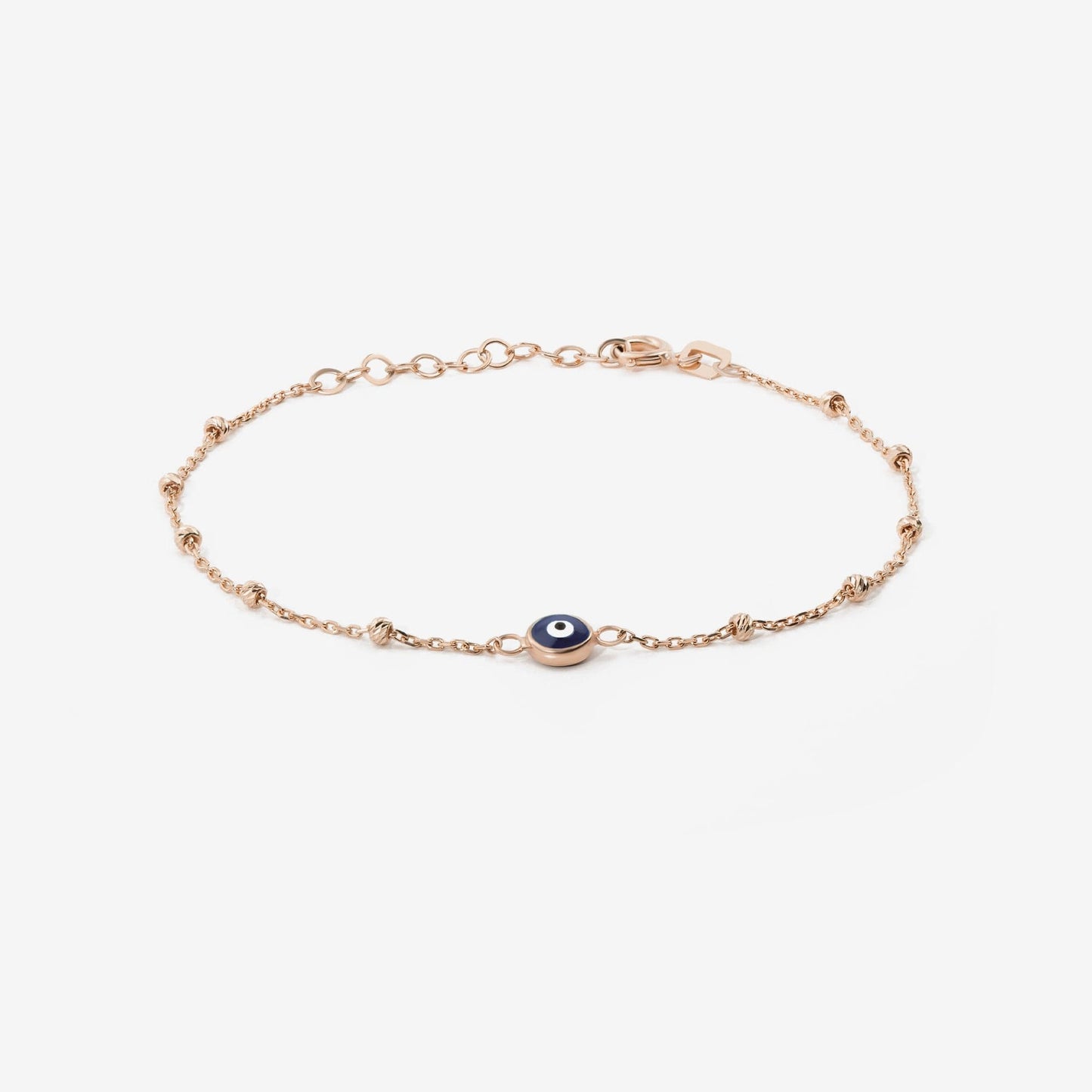 Bead Chain Evil Eye Bracelet in 14K Solid Gold