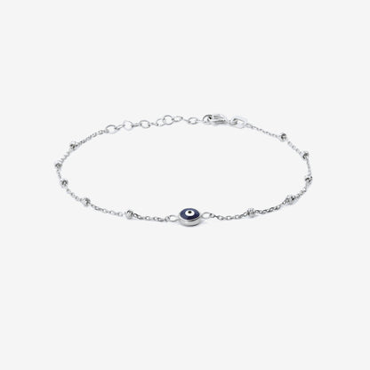 Bead Chain Evil Eye Bracelet in 14K Solid Gold