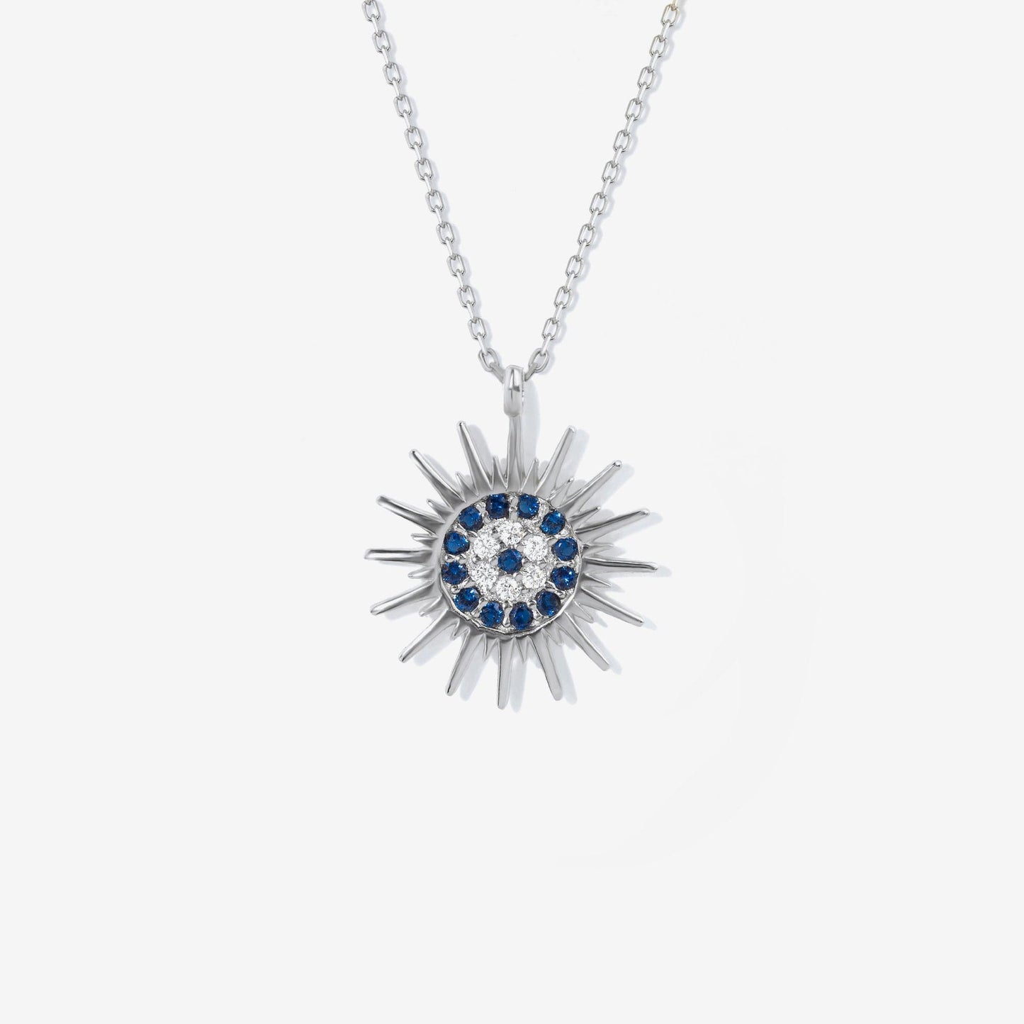 Evil Eye Sun Necklace in 14K Solid Gold