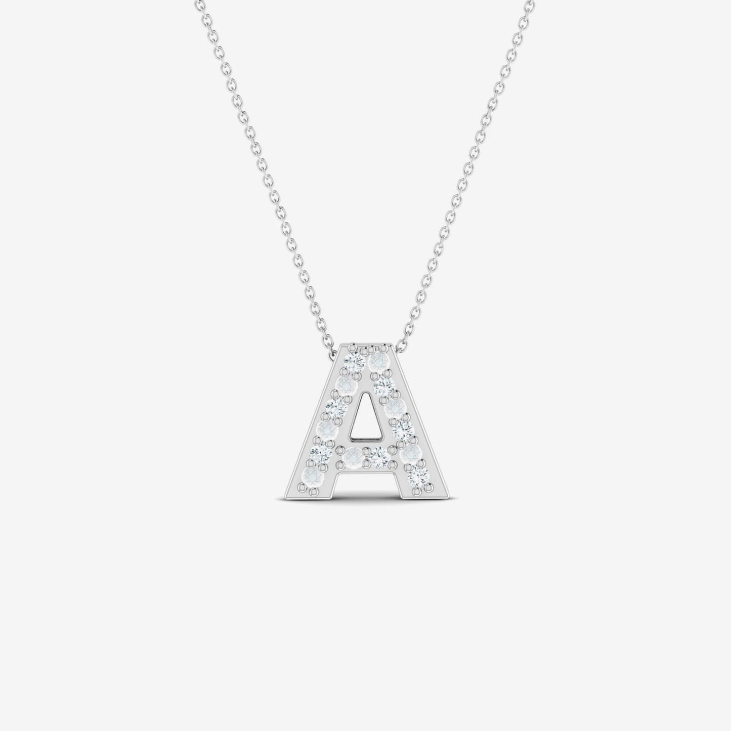 Collier initial audacieux avec un pavage de diamants en or 14 carats