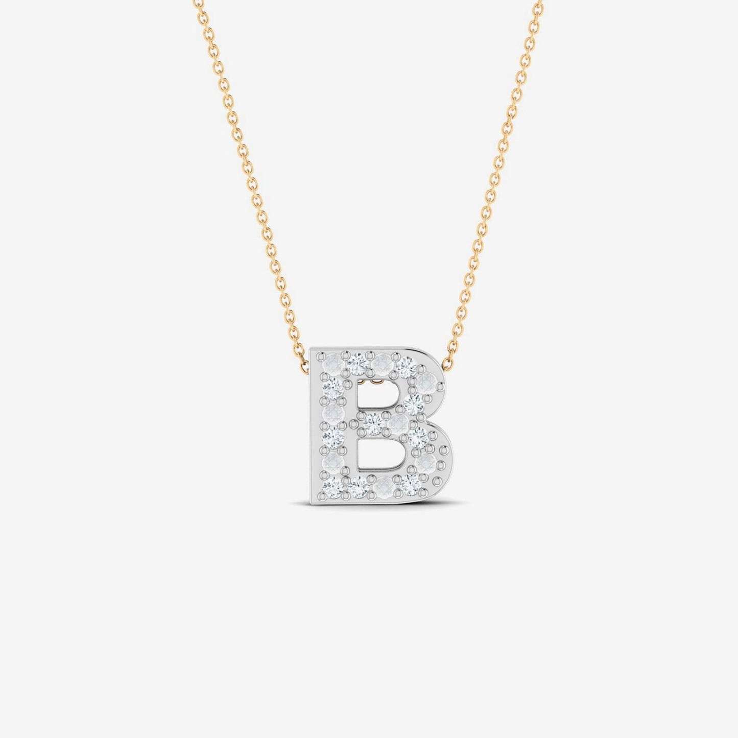 Diamond Pave Bold Initial Necklace in 14K Solid Gold