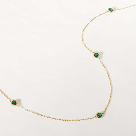 Emerald Station Necklace in 14K Solid Gold