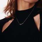 Sideways Curved Cross Necklace