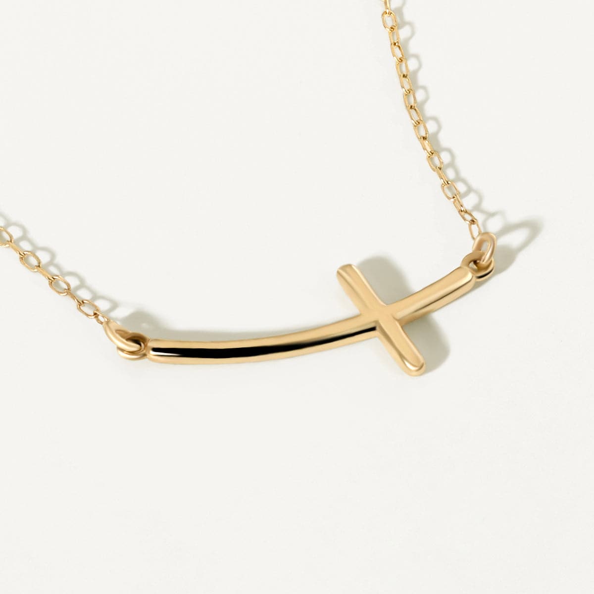 Gelin Sideways Curved Cross Necklace in 14K Gold – Gelin Diamond
