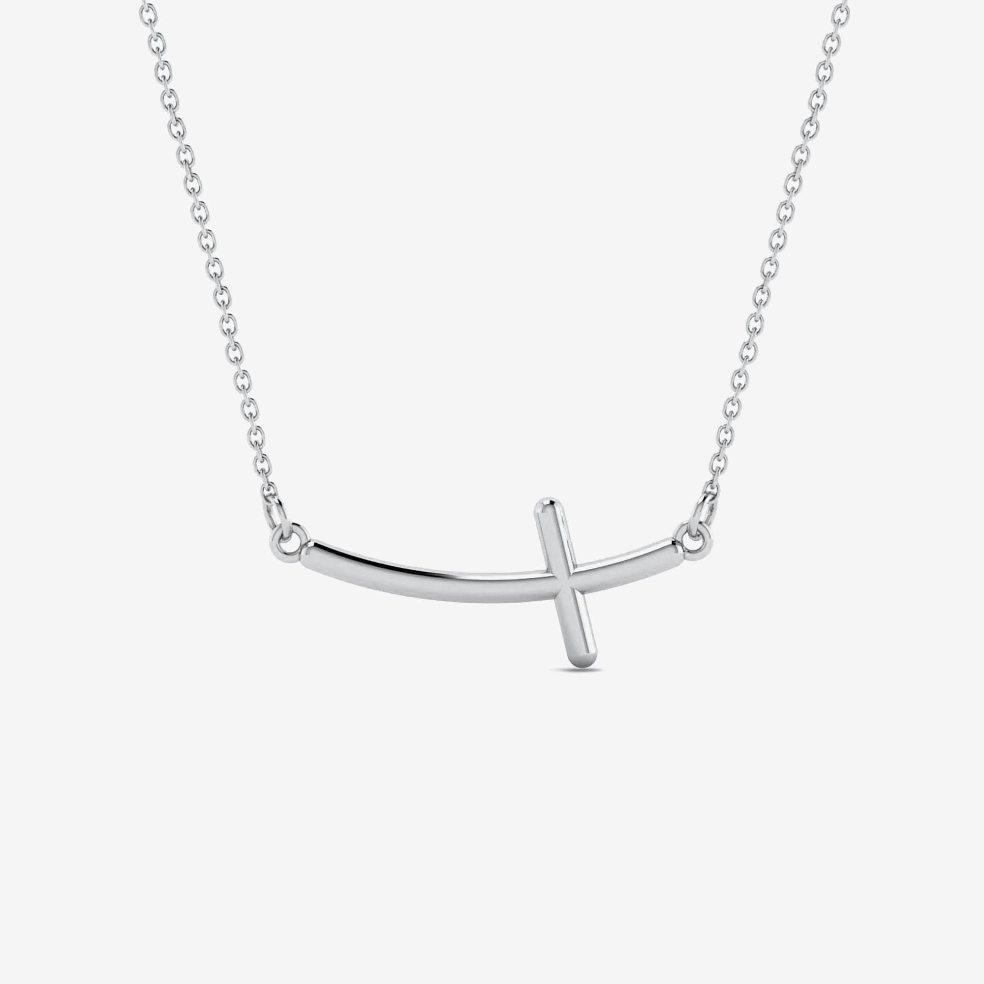 Sideways Curved Cross Necklace