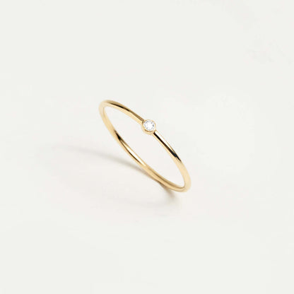 Birthstone Solitaire Stacking Ring in 14K Solid Gold