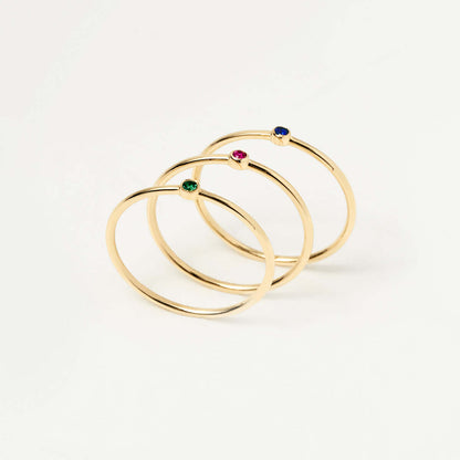 Birthstone Solitaire Stacking Ring in 14K Solid Gold