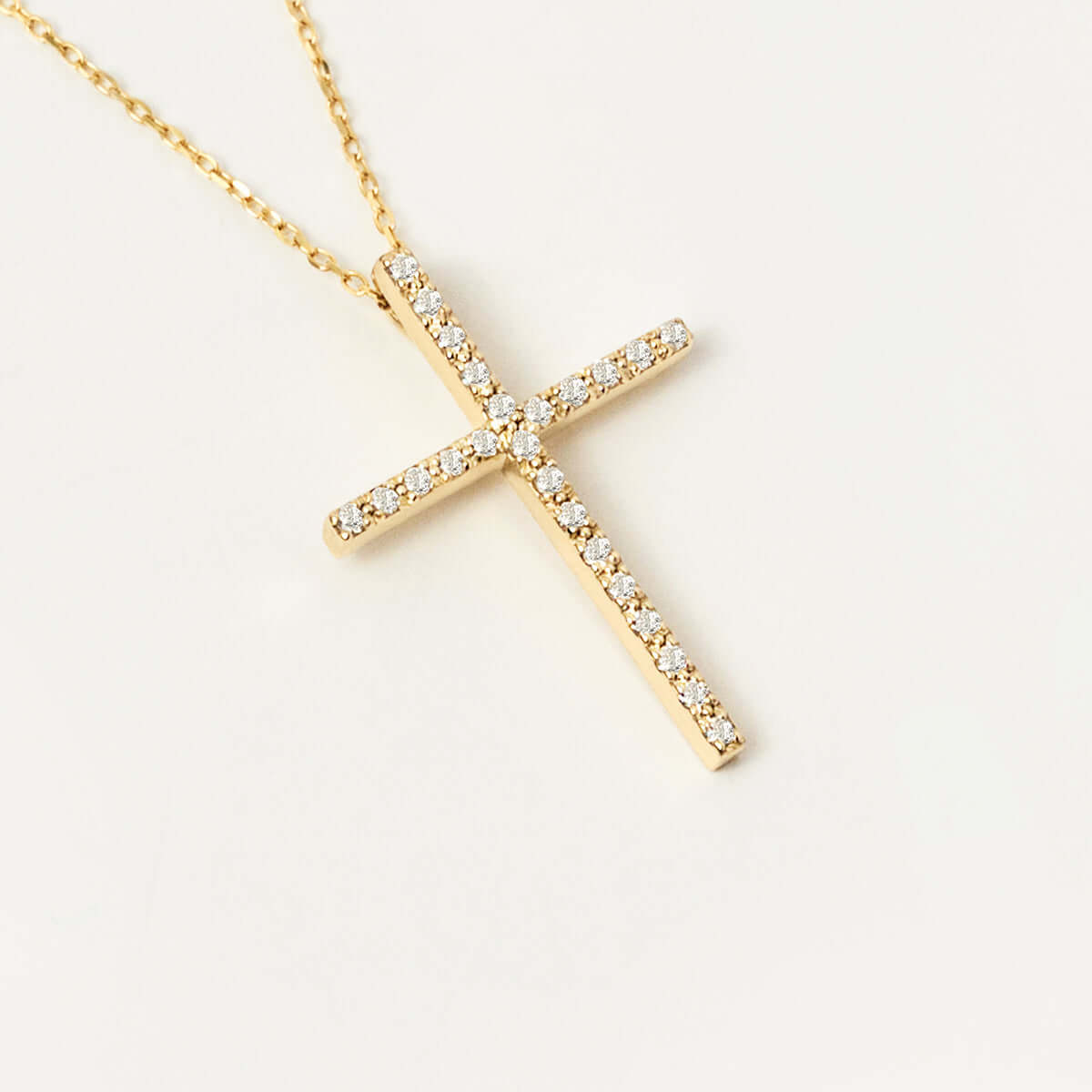 Diamond Pave Thin Cross Necklace