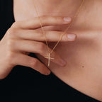 Diamond Pave Thin Cross Necklace