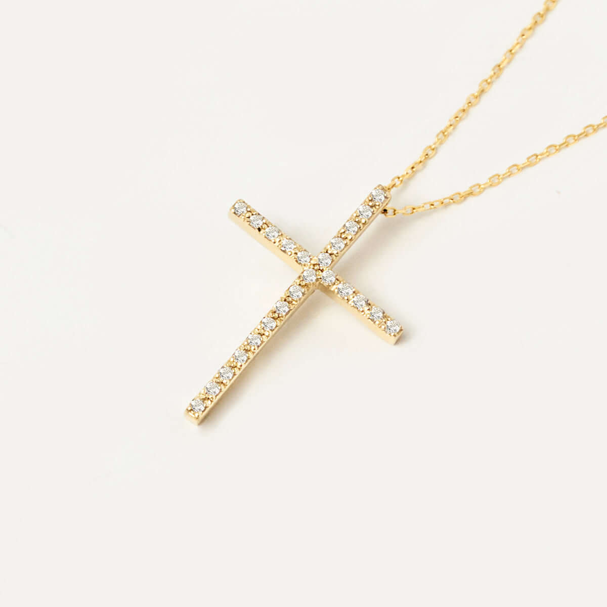 Diamond Pave Thin Cross Necklace