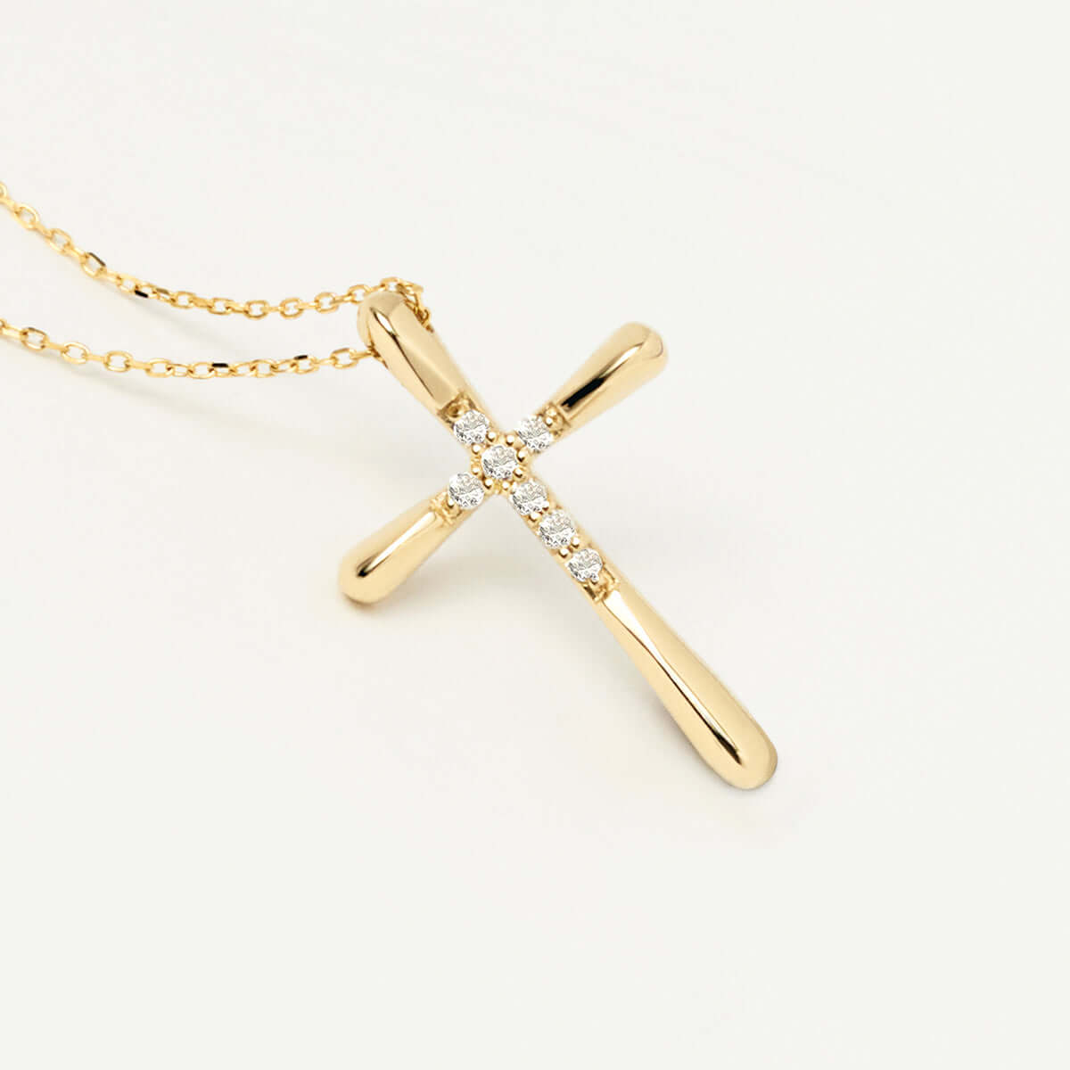 Diamond Bold Cross Necklace in 14K Solid Gold