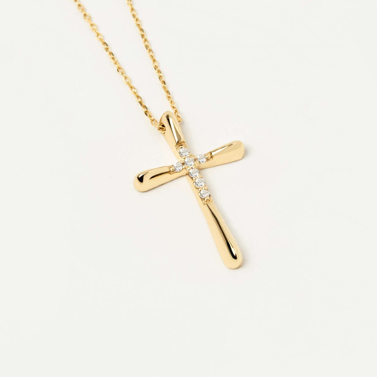 Diamond Bold Cross Necklace in 14K Solid Gold