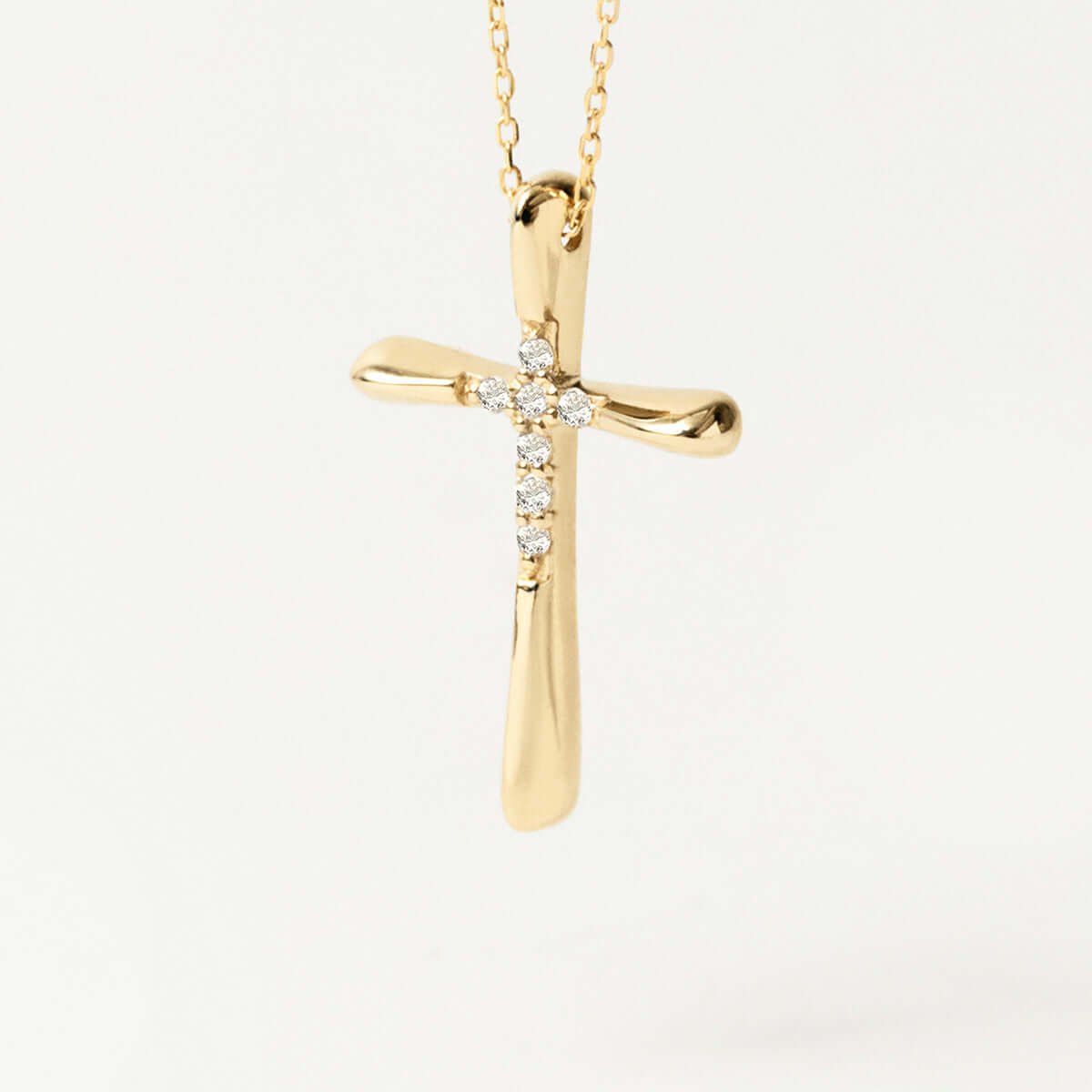 Diamond Bold Cross Necklace in 14K Solid Gold