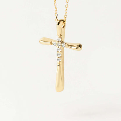 Collier croix audacieux en diamant en or 14 carats