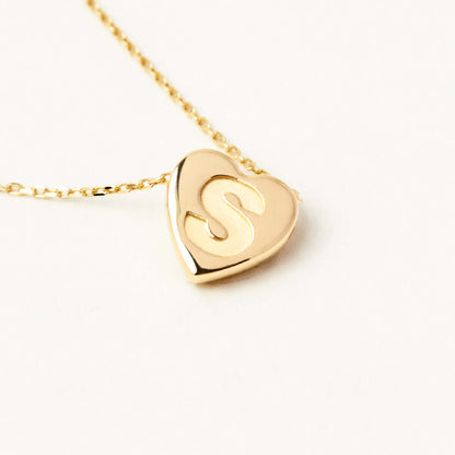 Heart Initial Necklace in 14K Solid Gold