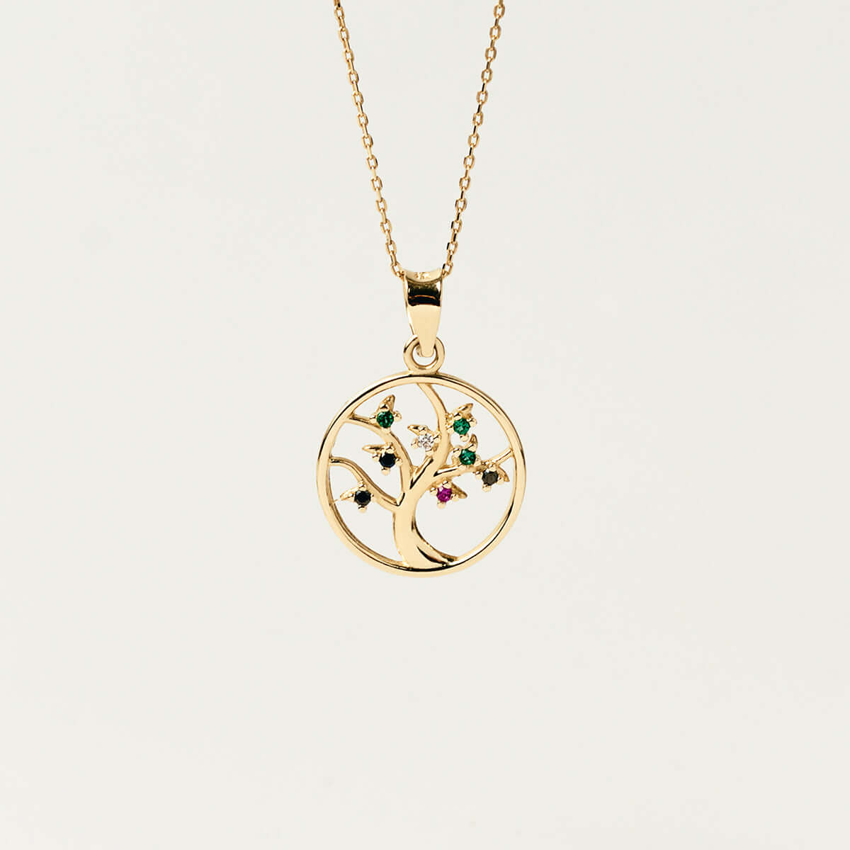 April Tree with Birthstones Necklace in 14K Solid Gold