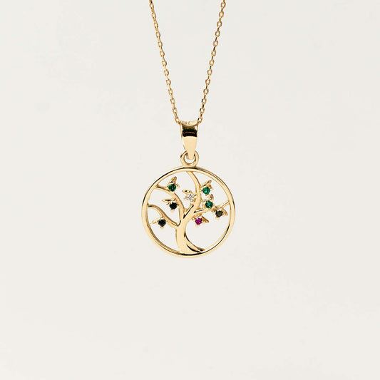 April Tree with Birthstones Necklace