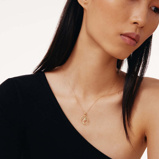 April Tree with Birthstones Necklace