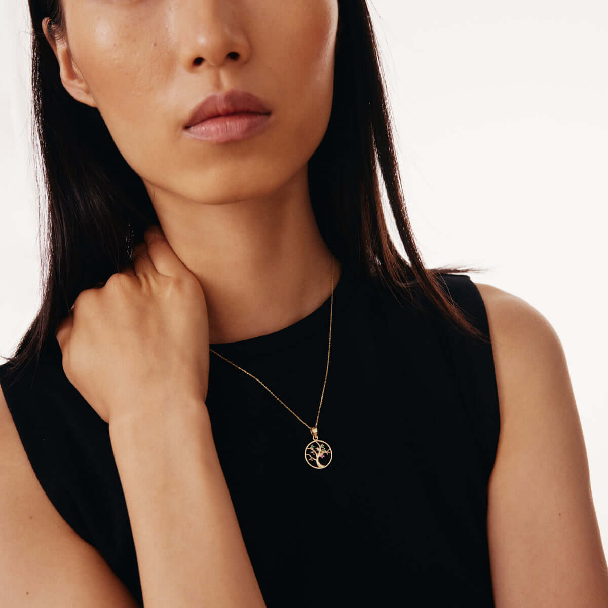 April Tree with Birthstones Necklace