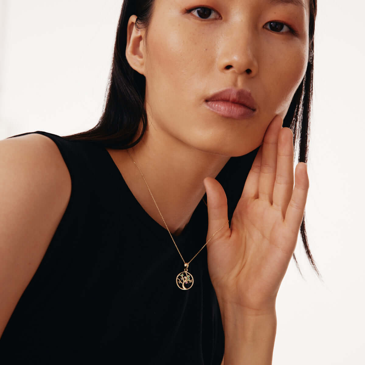 April Tree with Birthstones Necklace