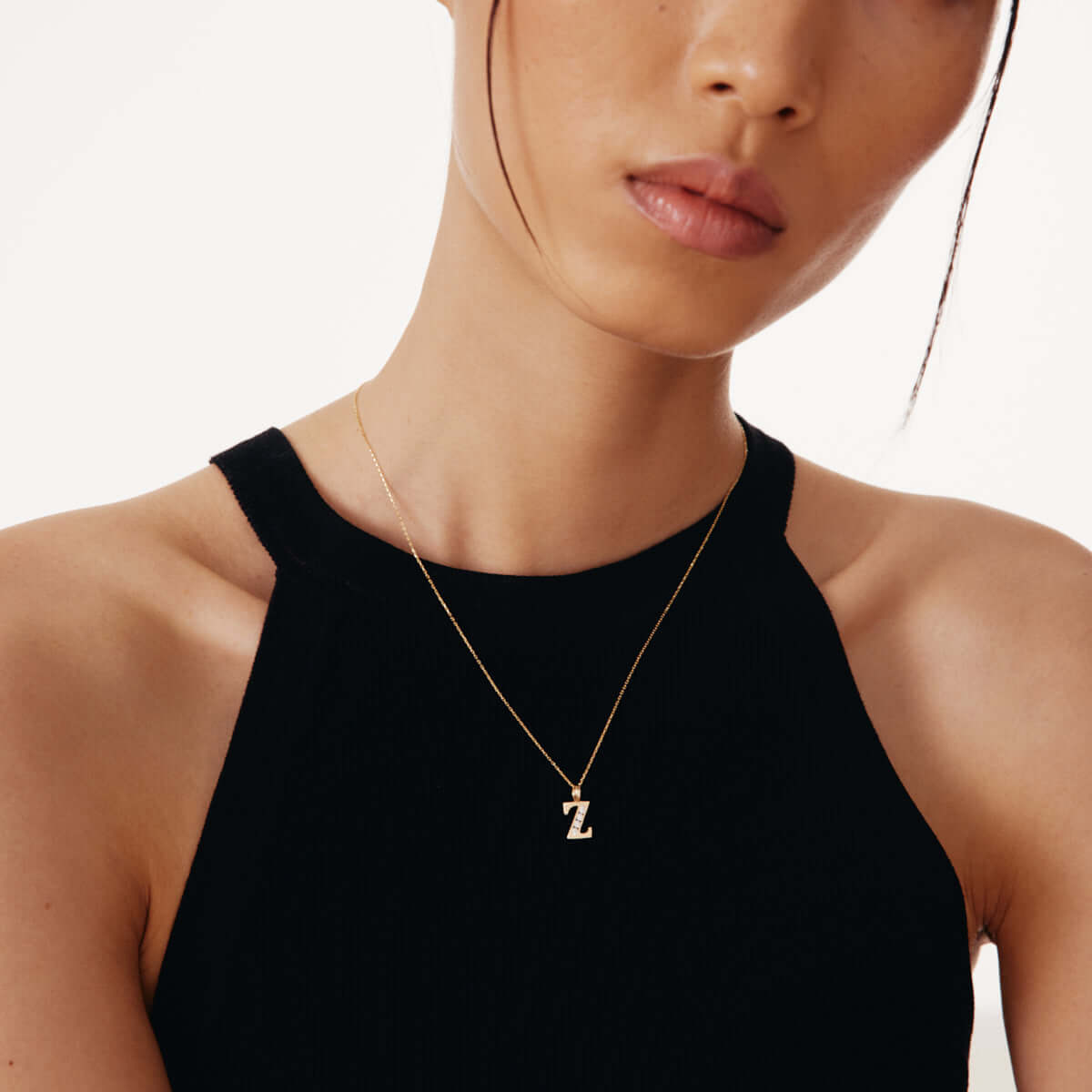 Custom CZ Initial Pendant Necklace