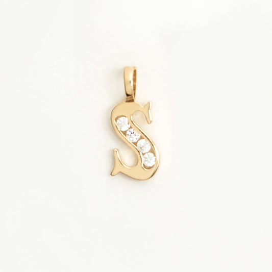 Custom CZ Initial Pendant Necklace