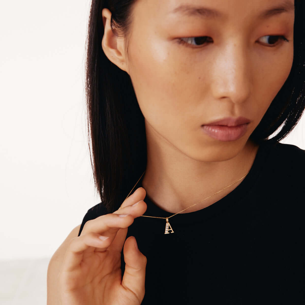 Custom CZ Initial Pendant Necklace